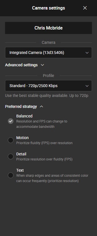 camera settings